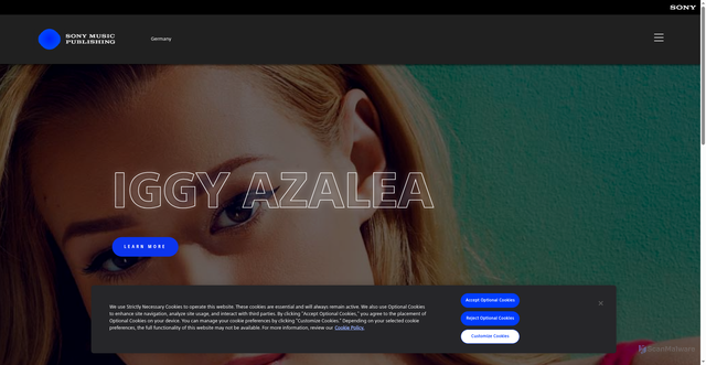 Security scan screenshot of https://www.sonymusicpub.com/en/songwriters/363/iggy-azalea