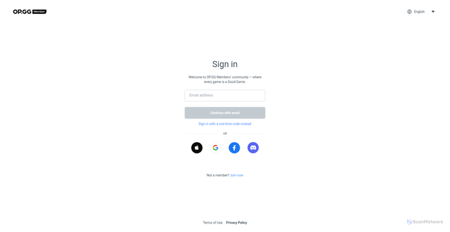 Security scan screenshot of https://member.op.gg