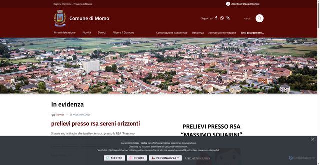 Security scan screenshot of https://www.comune.momo.no.it/it-it/home