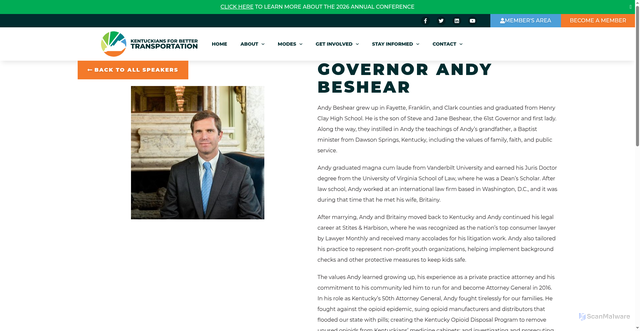 Security scan screenshot of https://kbtnet.org/speakers/governor-andy-beshear/