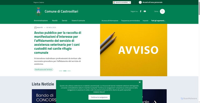 Security scan screenshot of https://comune.castrovillari.cs.it/