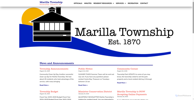 Security scan screenshot of https://marillatownshipmi.gov/