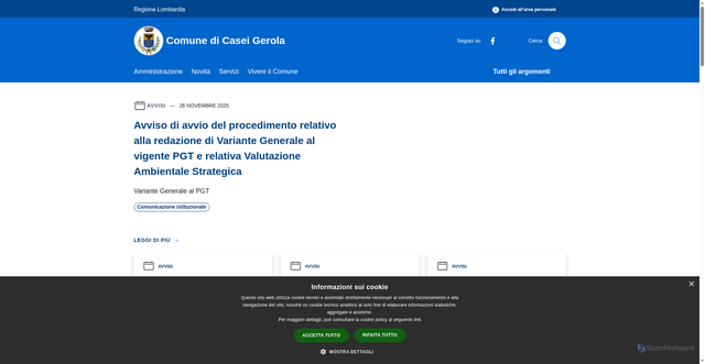Security scan screenshot of https://www.comune.caseigerola.pv.it/it