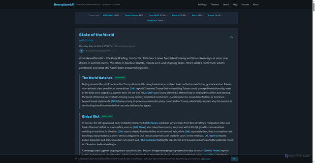 Security scan screenshot of https://newsplanetai.com/