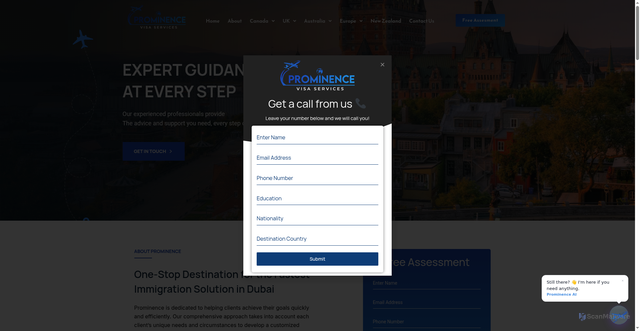 Security scan screenshot of https://prominencevisaservices.com