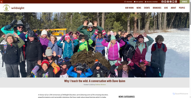 Security scan screenshot of https://wildsight.ca/2025/10/09/why-i-teach-the-wild-a-conversation-with-dave-quinn/