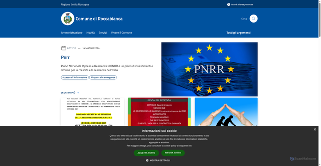 Security scan screenshot of https://www.comune.roccabianca.pr.it/it