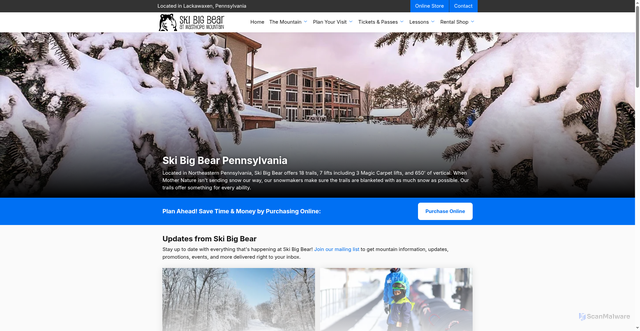 Security scan screenshot of https://www.ski-bigbear.com/