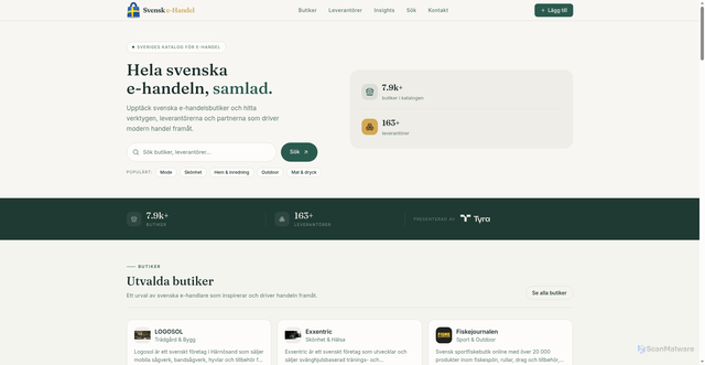 Security scan screenshot of https://svenskehandel.se