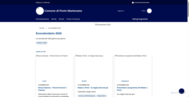 Security scan screenshot of https://www.comune.porto-mantovano.mn.it/it