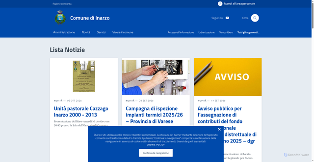 Security scan screenshot of https://comune.inarzo.va.it/