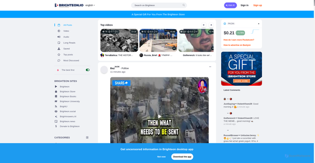 Security scan screenshot of https://brighteon.io