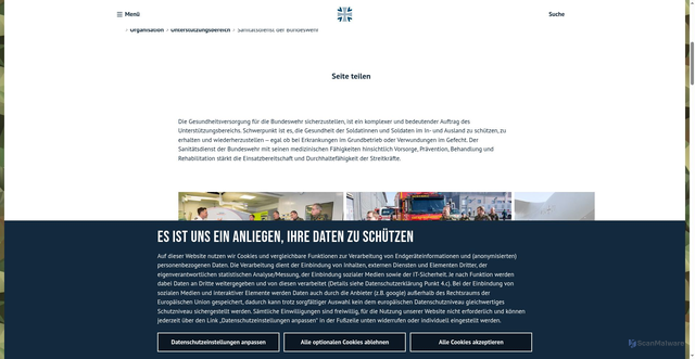 Security scan screenshot of http://www.sanitaetsdienst-bundeswehr.de