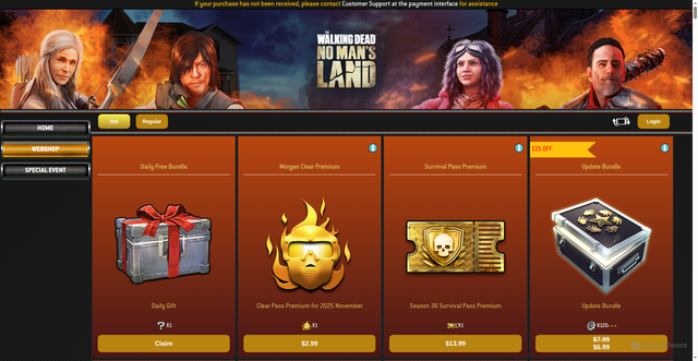 Security scan screenshot of https://webshop.thewalkingdeadnomansland.com/