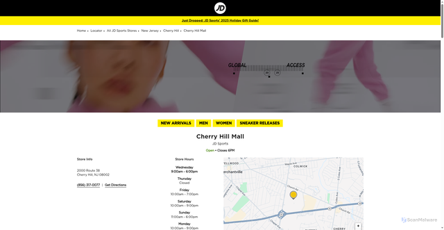 Security scan screenshot of https://stores.jdsports.com/nj/cherryhill/cherry-hill-mall.html