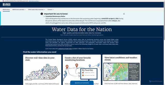 Security scan screenshot of https://waterdata.usgs.gov