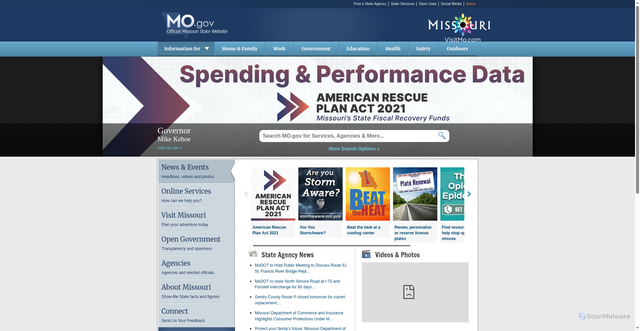Security scan screenshot of https://www.mo.gov/