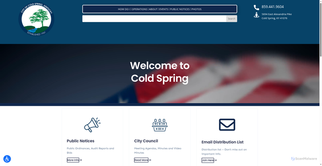 Security scan screenshot of https://coldspringky.gov/