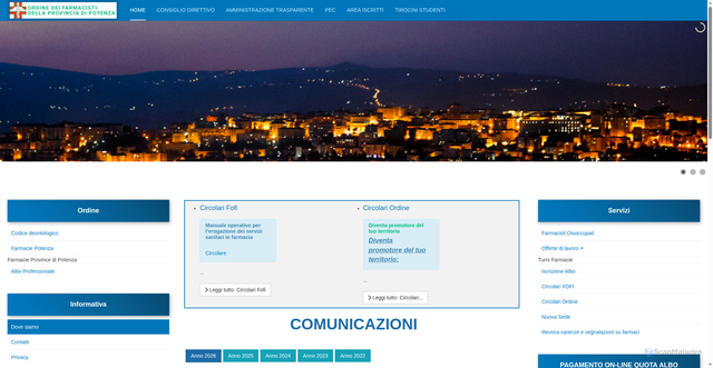 Security scan screenshot of https://www.ordinefarmacistipz.it