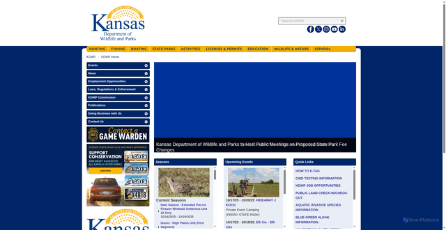Security scan screenshot of https://ksoutdoors.gov/