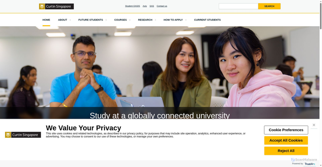 Security scan screenshot of https://www.curtin.edu.sg/