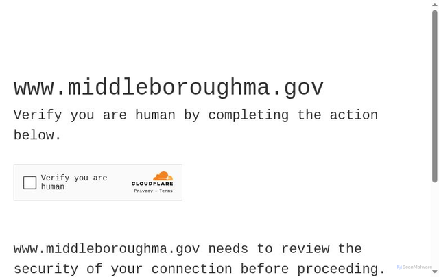 Security scan screenshot of https://www.middleboroughma.gov/