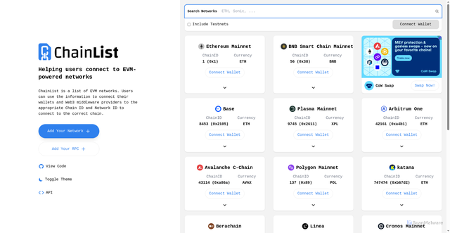 Security scan screenshot of https://chainlist.org/