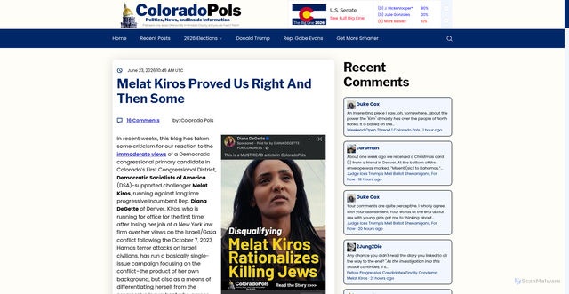 Security scan screenshot of https://www.coloradopols.com/diary/225941/melat-kiros-proved-us-right-and-then-some
