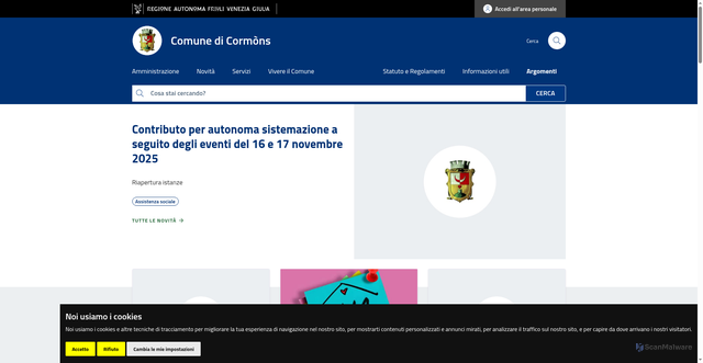 Security scan screenshot of https://www.comune.cormons.go.it