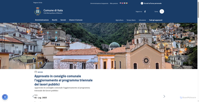 Security scan screenshot of http://comune.itala.me.it/