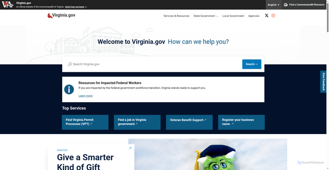 Security scan screenshot of https://www.virginia.gov/