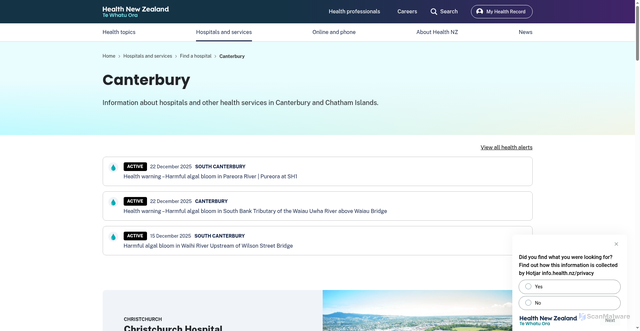 Security scan screenshot of http://cdhb.health.nz/