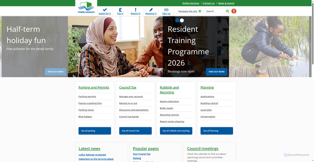 Security scan screenshot of http://www.towerhamlets.gov.uk
