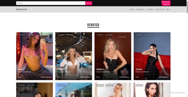 Security scan screenshot of https://mollyescort.com/model-category/verified/