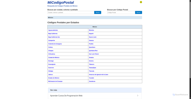 Security scan screenshot of https://micodigopostal.org