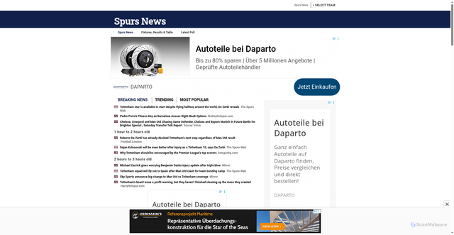 Security scan screenshot of https://spursnews.com/