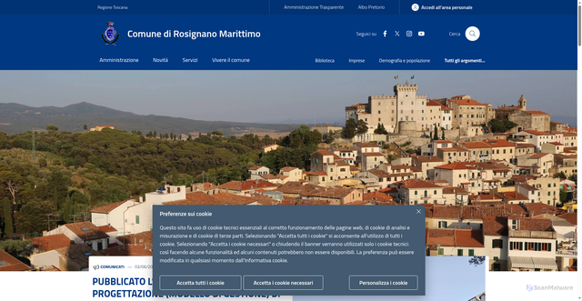 Security scan screenshot of https://www.comune.rosignano.livorno.it