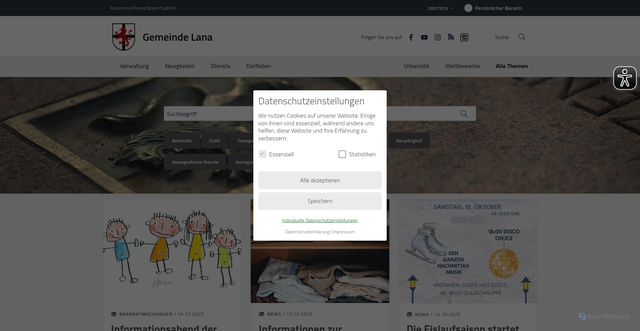 Security scan screenshot of https://www.comune.lana.bz.it/de