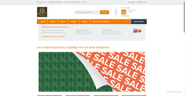 Security scan screenshot of https://onlinemerkschoenen.nl