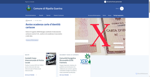 Security scan screenshot of https://www.comune.ripaltaguerina.cr.it