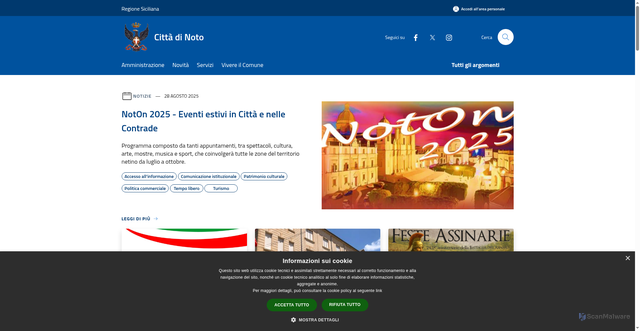 Security scan screenshot of https://www.comune.noto.sr.it/it