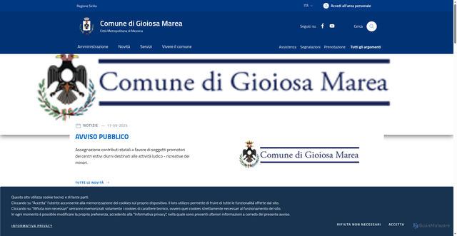 Security scan screenshot of https://comune.gioiosamarea.me.it/