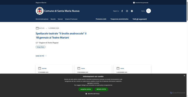 Security scan screenshot of https://www.comune.santamarianuova.an.it/it