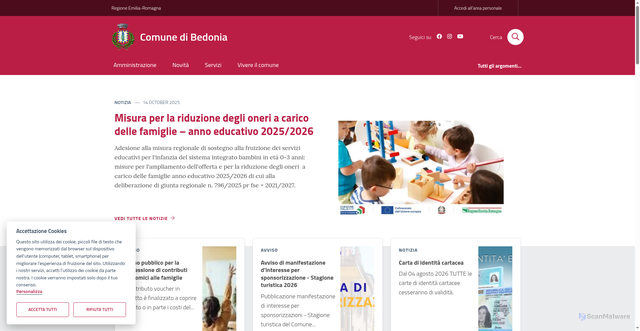Security scan screenshot of https://www.comune.bedonia.pr.it/