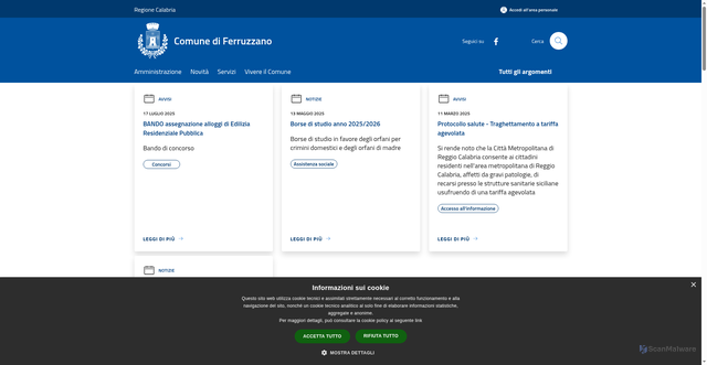 Security scan screenshot of https://comune.ferruzzano.rc.it/it