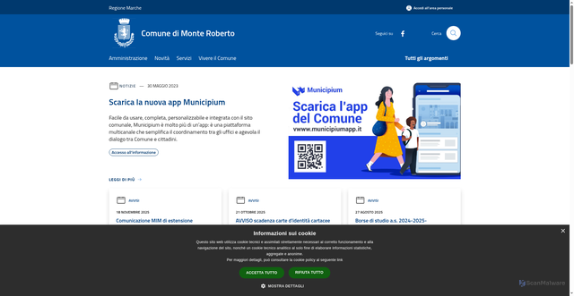 Security scan screenshot of https://www.comune.monteroberto.an.it/it