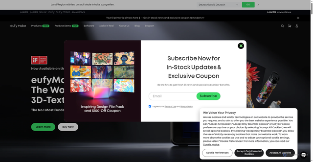 Security scan screenshot of https://ankermake.com