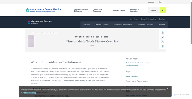 Security scan screenshot of https://www.massgeneral.org/children/charcot-marie-tooth-disease