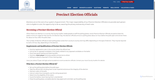 Security scan screenshot of https://www.iowaauditors.org/elections/peos/