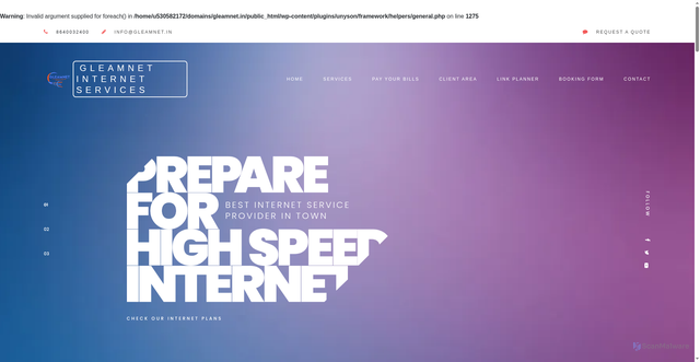 Security scan screenshot of https://gleamnet.in